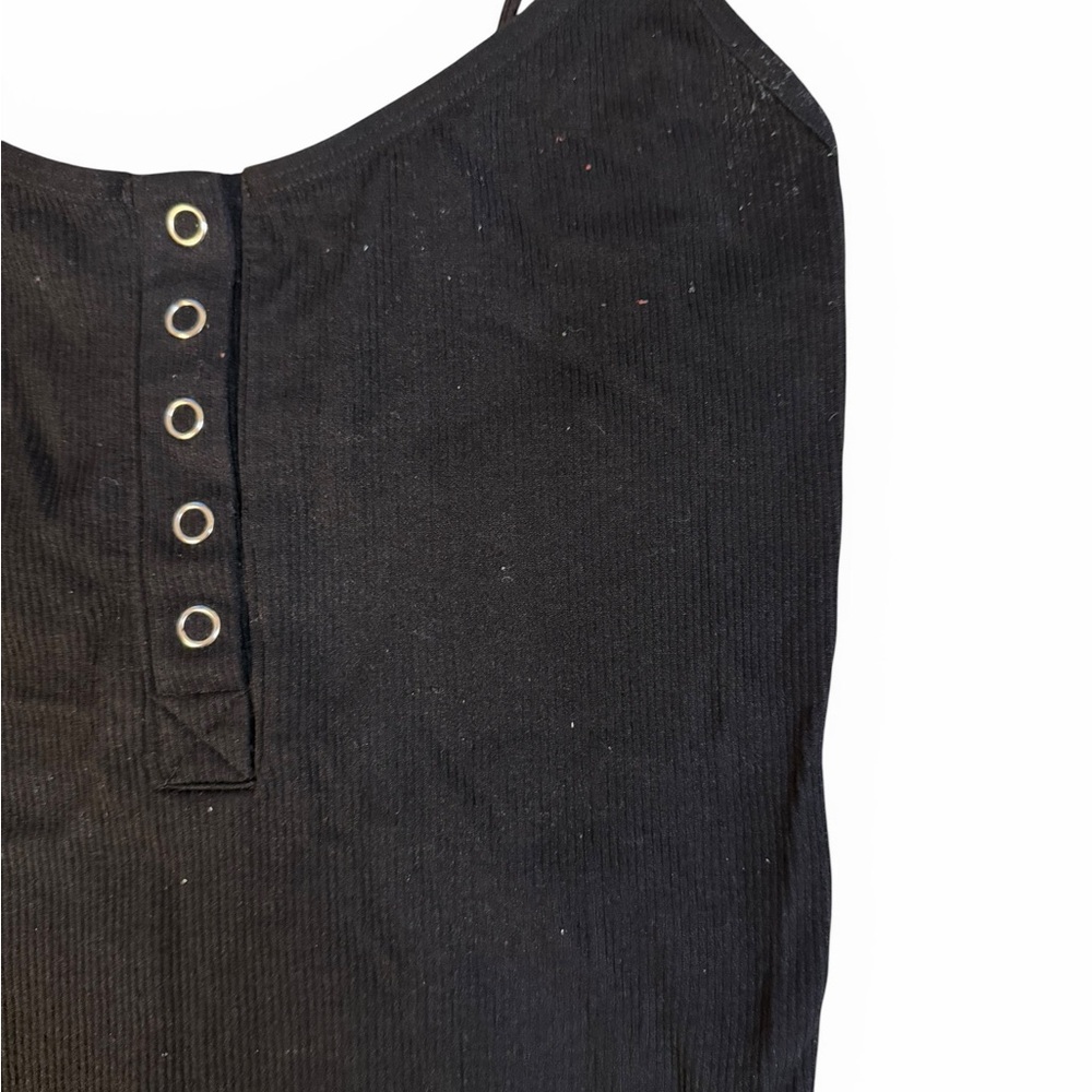 Black Ribbed Snap-Front Bodysuit - Picture 3 of 3